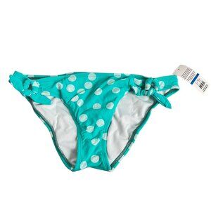 Bikini Lab swimsuit bottoms XL turquoise blue with white polka dots side knots